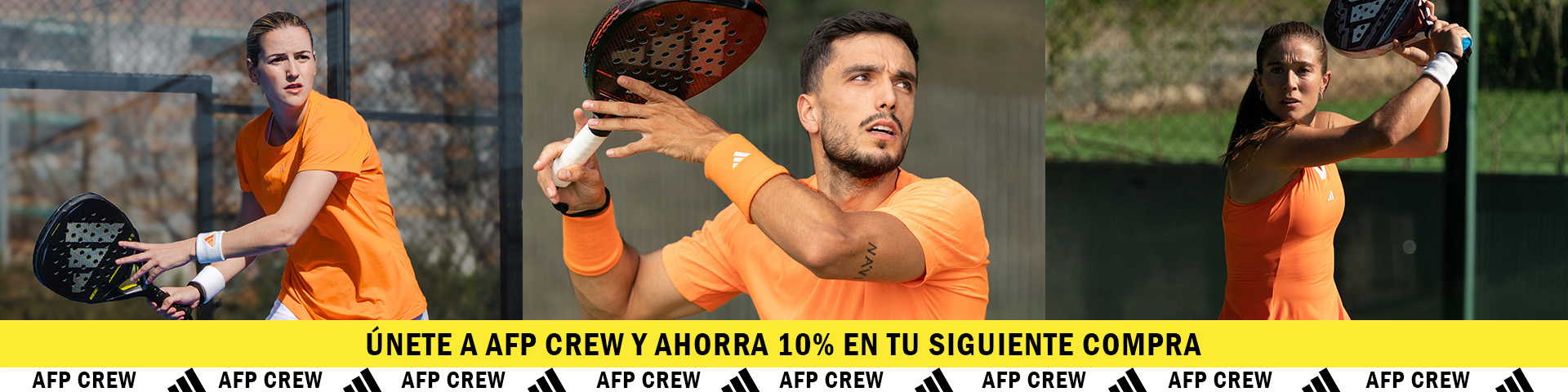 Jugadores AFP Crew con palas adidas p&aacute;del